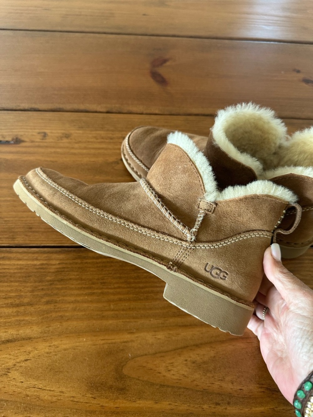 UGG Chestnut/Tan Sheepskin Lined Slip-Ons